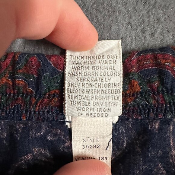 Vtg Lands' End Womens L 12-14 Cotton Paisley Print Pull‎ On Flare Skirt Made USA - Picture 7 of 9